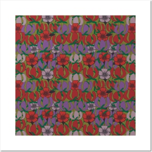 Poppies Meadow - Red and Purple Posters and Art